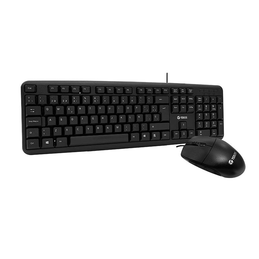 KIT TECLADO Y MOUSE TEROS TE-4062N USB ACABADO ELEGANTE COLOR NEGRO ESPAÑOL  ÓPTICO