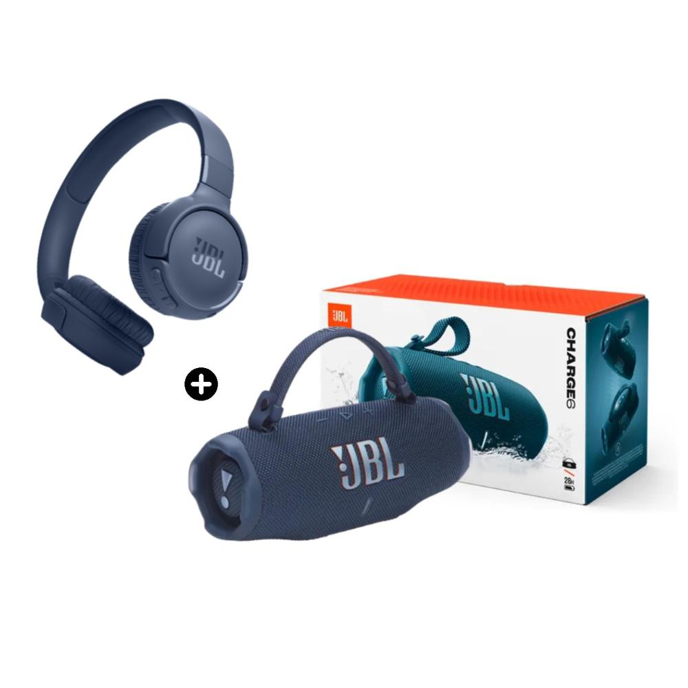 Parlante JBL Bluetooth Charge 6 45w Azul más Audifono JBL TUNE 520 BT Azul