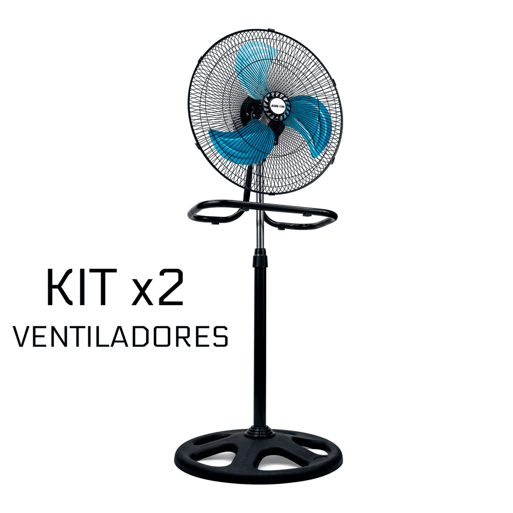 KIT 2 VENTILADORES ICE COOL COLOR NEGRO MODELO AB1833 18 PULGADAS 3 EN 1  3 ASPAS CONVERTIBLE