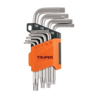 Juego Llaves Torx L x 9 Pzas Truper 15554 (T10-T50) - Gris