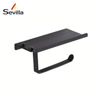 Porta Papel Higiénico con Repisa para Celular Negro Sevilla