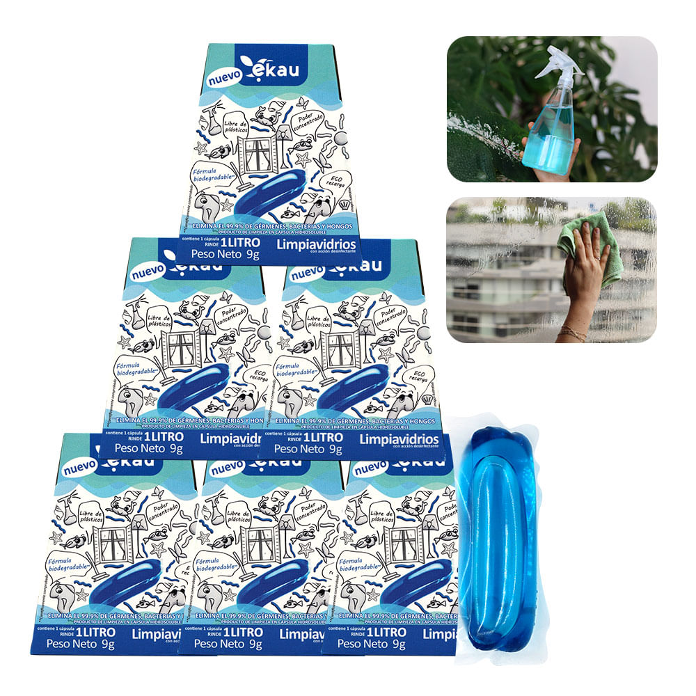 Sixpack Limpiavidrios En Cápsula Ekau