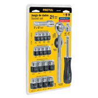 Juego Ratchet y Dados 3/8"" x 21 pzas Pretul 21162  - Gris