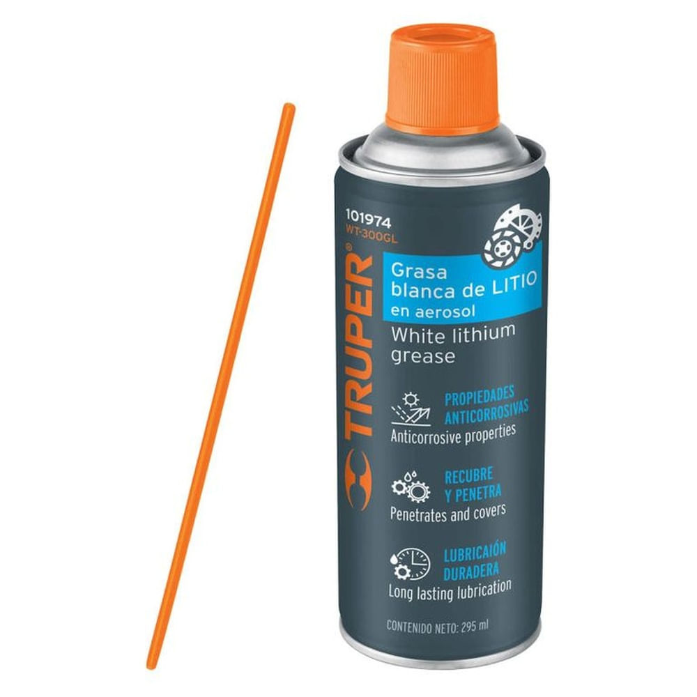 Grasa blanca de litio en aerosol 295 ml Truper - 101974 Grasa blanca de litio en aerosol 295 ml Truper - 101974