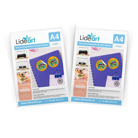 Vinil Autoadhesivo Imprimible Blanco Gloss Inkjet A4 x 40und