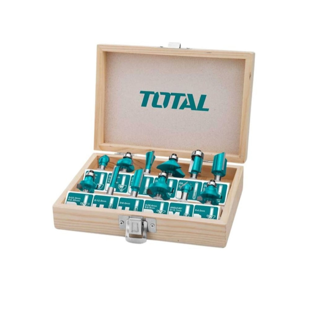 SET DE FRESAS 6MM 12PZS PARA RUTEADORA FRESADORA TOTAL - TACSR0121 SET DE FRESAS 6MM 12PZS PARA RUTEADORA FRESADORA TOTAL - TACSR0121