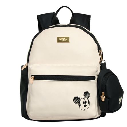 Mini Mochila Mujer Mickey Mouse Black & Cream Limited Edition Disney Con Monedero