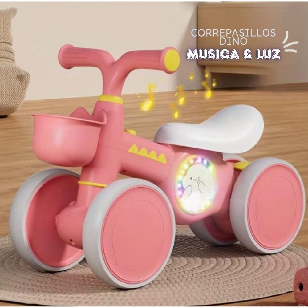Triciclo Correpasillos Scooter Dino Musical y Luz para Niños Rosado Triciclo Correpasillos Scooter Dino Musical y Luz para Niños Rosado