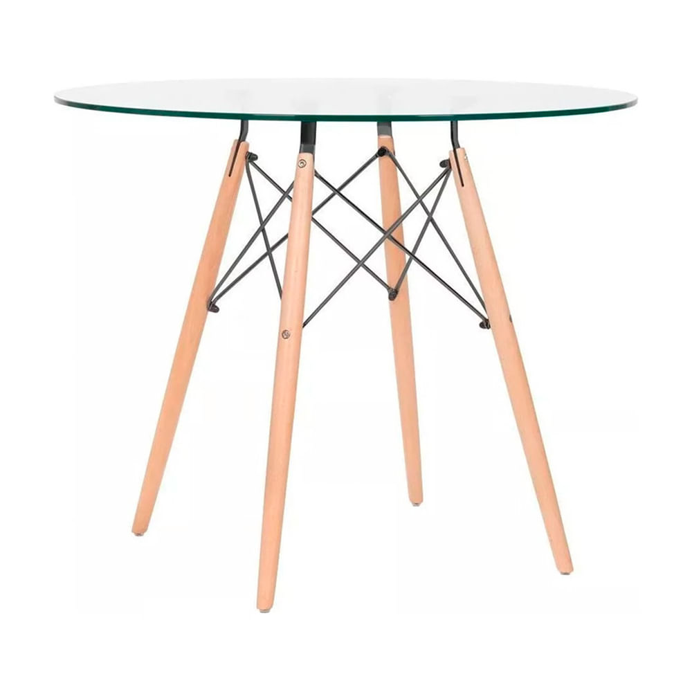 Mesa de Comedor Circular Eames 100 Cm Vidrio Transparente Ofideas