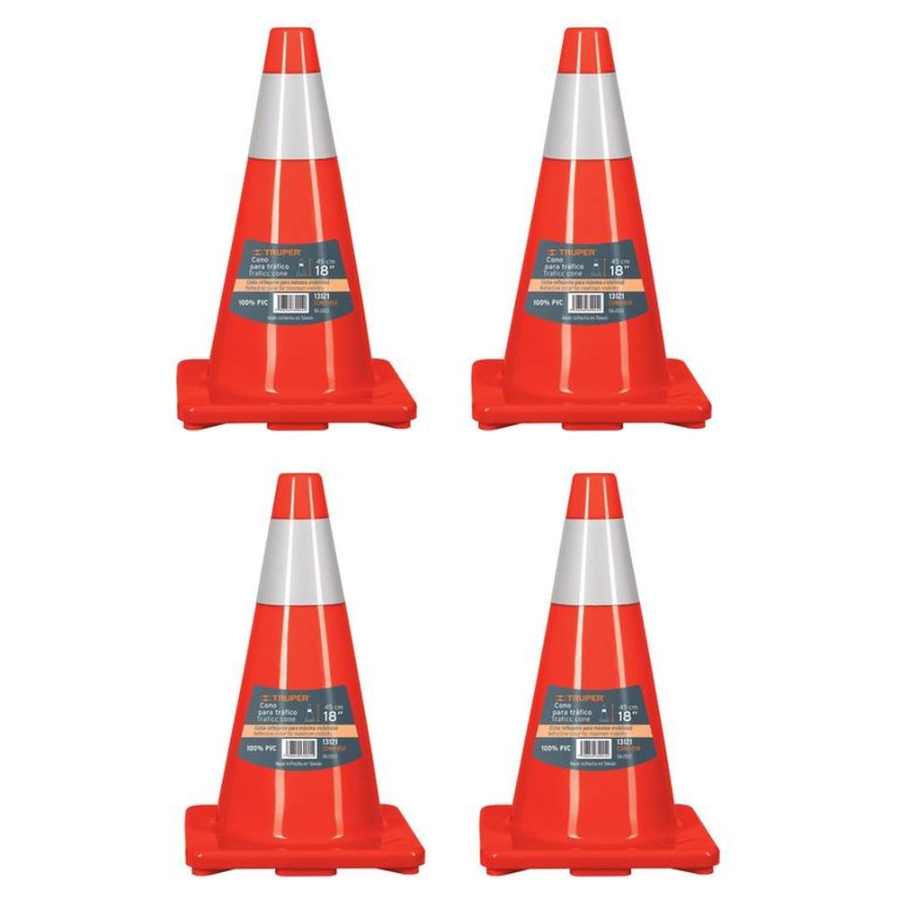 Cono reflectivo de seguridad precaución de 45 cm 4 unidades Rojo Cono reflectivo de seguridad precaución de 45 cm 4 unidades Rojo
