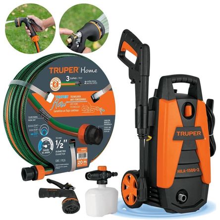 Hidrolavadora manguera 20m Pistola de riego Truper Naranja y Negro Hidrolavadora manguera 20m Pistola de riego Truper Naranja y Negro