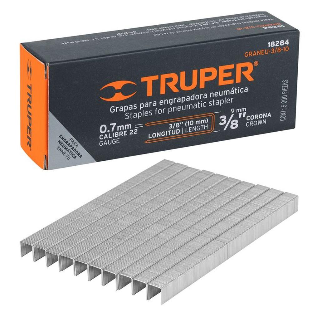 GRAPAS corona 3/8" calibre 22, 10mm, 5000 UNIDADES TRUPER