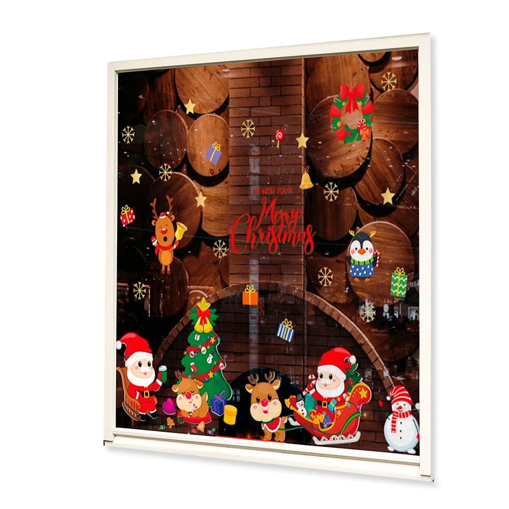 Pegatina Navideña para ventanas Noel y Renitos Genérico 90x60CM Pegatina Navideña para ventanas Noel y Renitos Genérico 90x60CM
