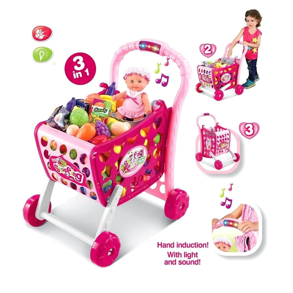 Juguete Coche de Compras con Accesorios 3 en 1