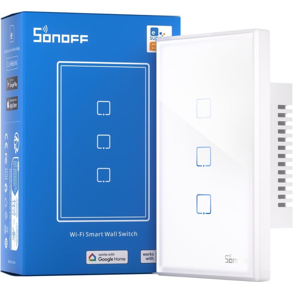 Interruptor Inteligente Sonoff T2 Blanco 3 Botones Wifi