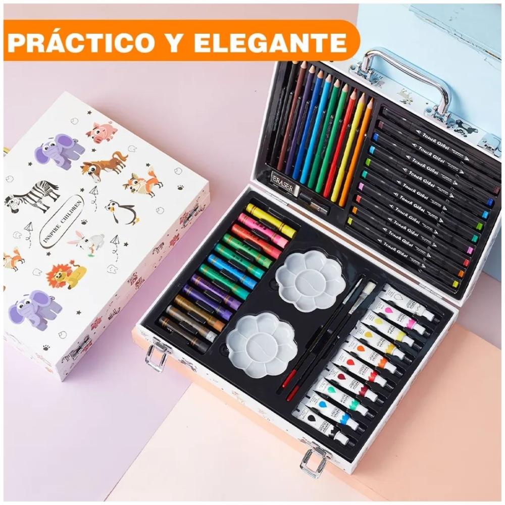 Set de Arte Set lápices de Colores Acuarelas 68 pzs Blanco