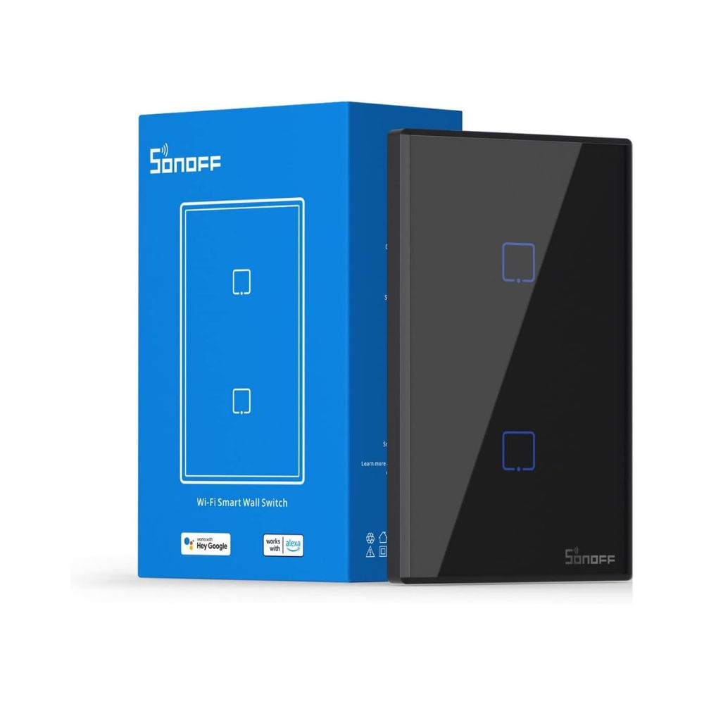 Interruptor Inteligente Sonoff T3 Negro 2 Botones Wifi Alexa