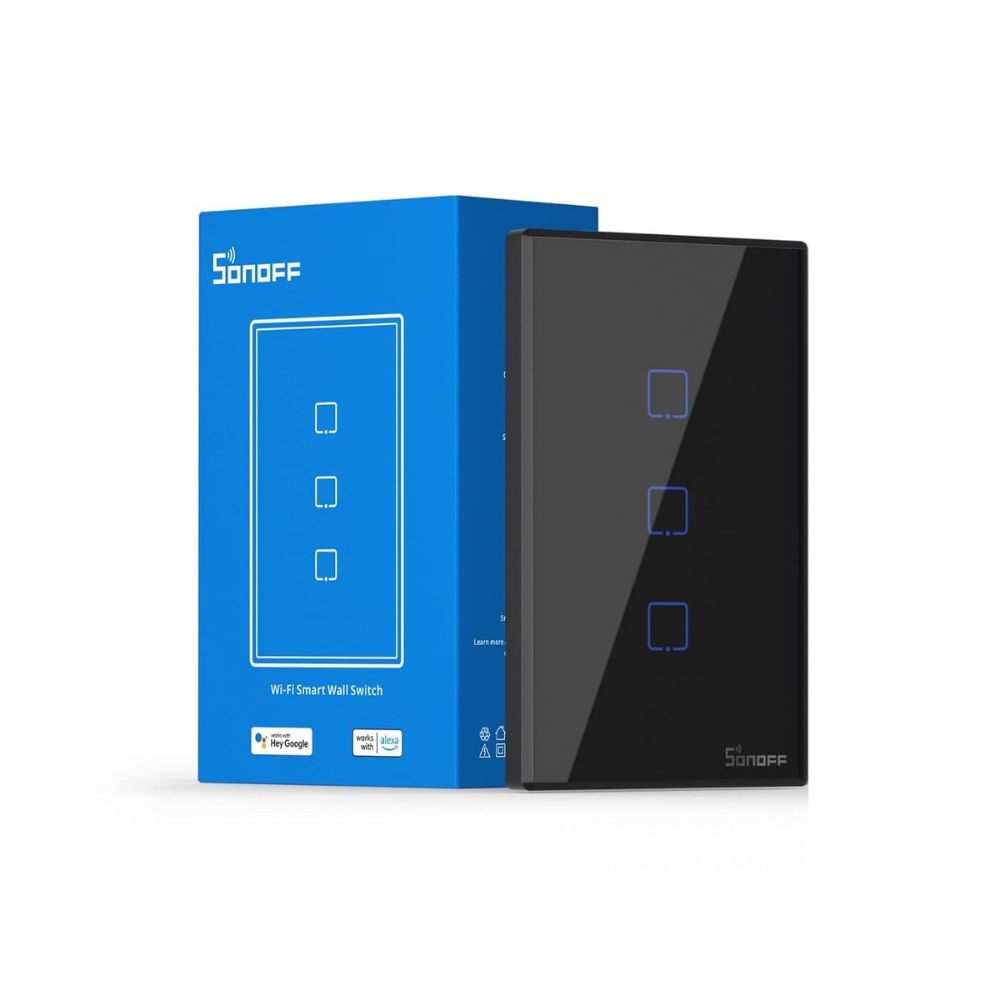 Interruptor Inteligente Sonoff T3 Negro 3 Botones Wifi Alexa