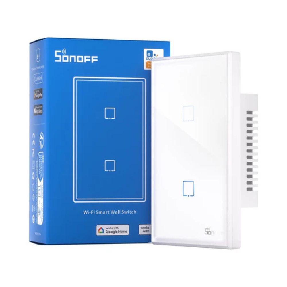Interruptor Inteligente Sonoff T2 Blanco 2 Botones Wifi Alexa