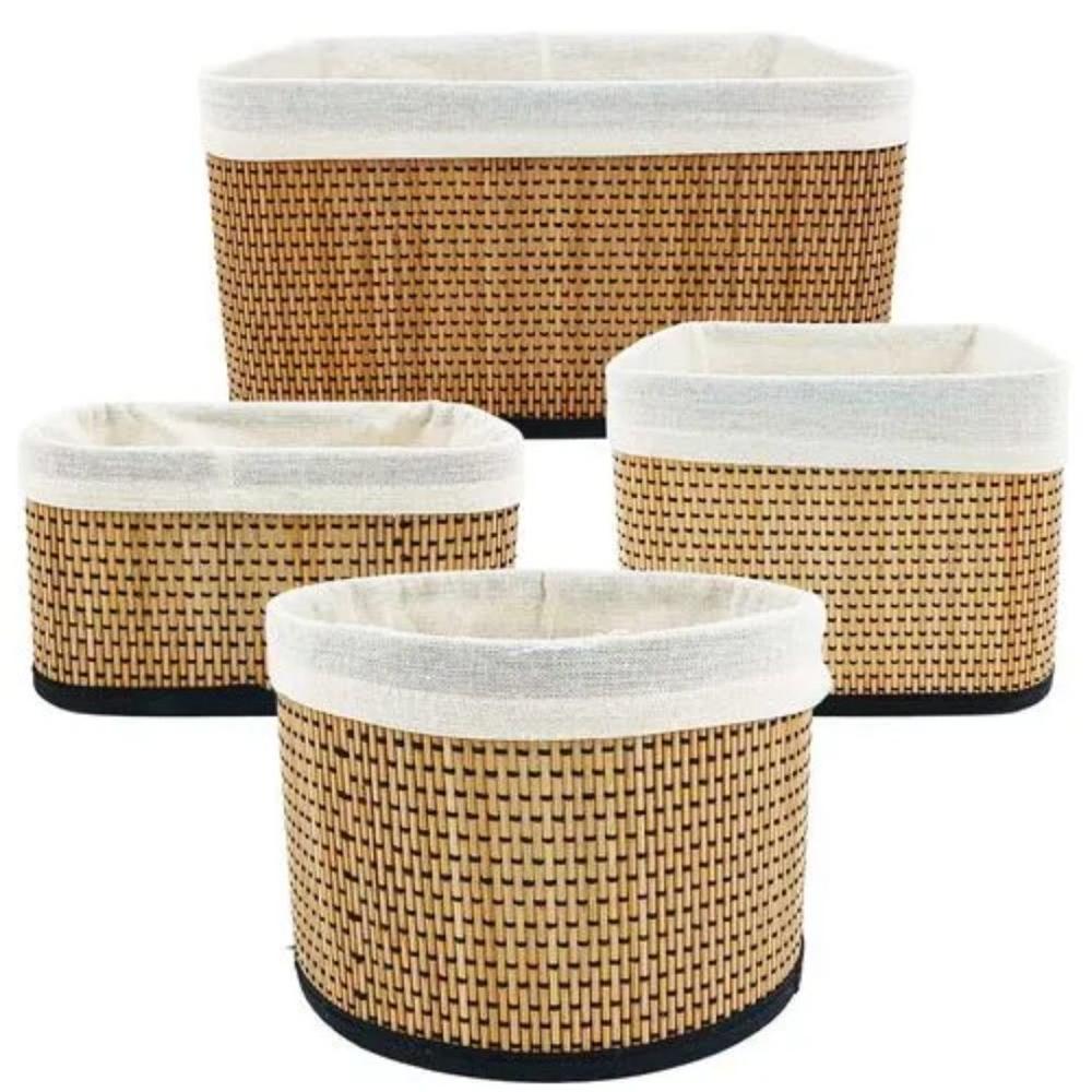 Set Canasta Organizador Cesto Multiuso Bambú