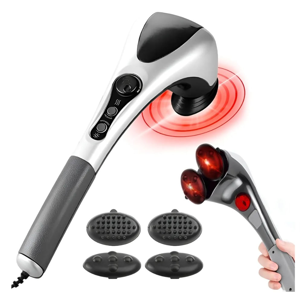 Masajeador  Eléctrico Con Doble Cabezal  inflarojo Negro