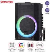 Parlante Portátil Aspire MX 300 Bocina de 8 pulgadas USB BT Luces LED RGB