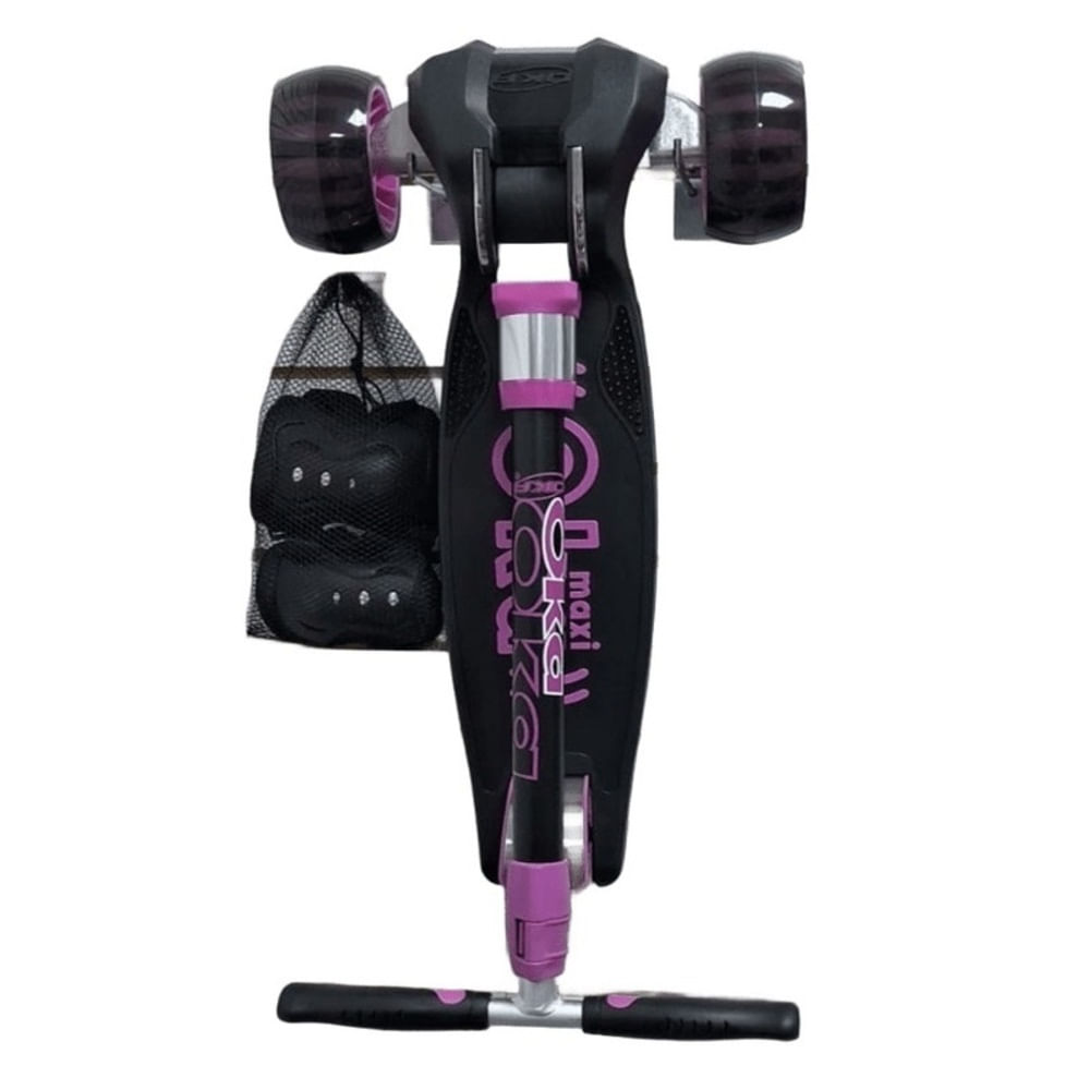 SCOOTER MAXI OKA FUCSIA CNEGRO CON KIT COMPLETO Y LUCES
