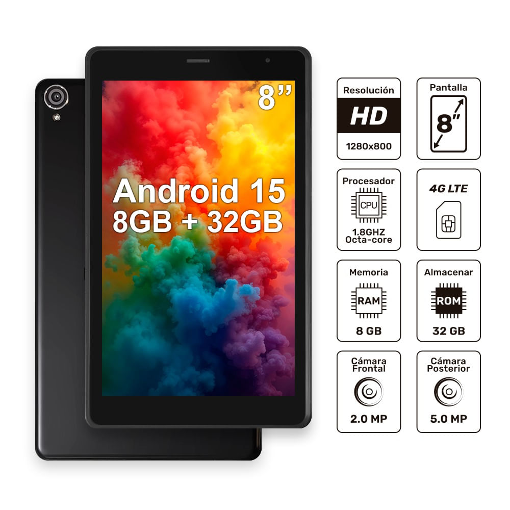 TABLET COLOR NEGRO MODELO M2M-3T 4G LTE CALLING 32GB DE ALMACENAMIENTO 8GB DE RAM MARCA MASTERTECH