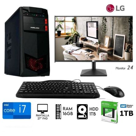 Computadora PC Intel Core i7 RAM 16GB Disco HDD 1TB -SSD 1TB Monitor 24 LG Computadora PC Intel Core i7 RAM 16GB Disco HDD 1TB -SSD 1TB Monitor 24 LG