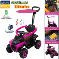 Carrito para niños a Batería Musical y  Luces  Rosado