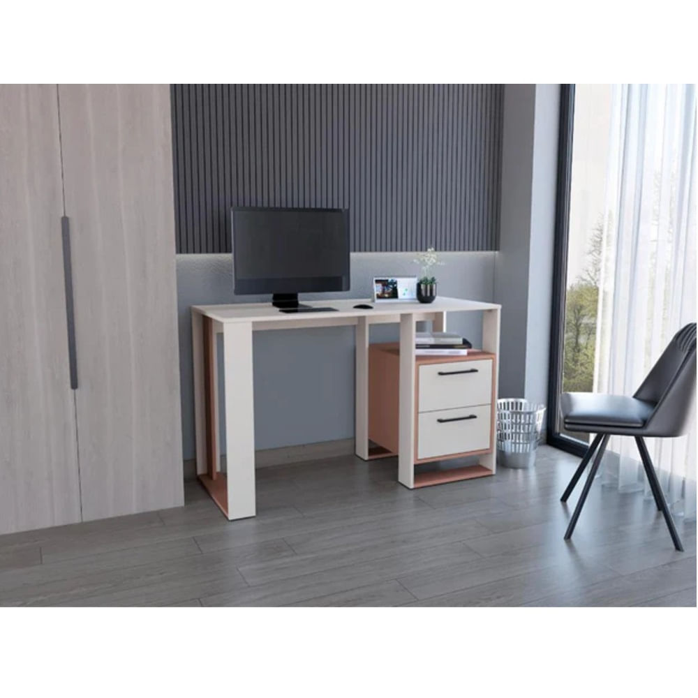Escritorio Moderno Zulem 120 cm Blanco/Arupo R&R MUEBLES