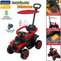 Carrito para niños a Batería Musical y Luces Rojo