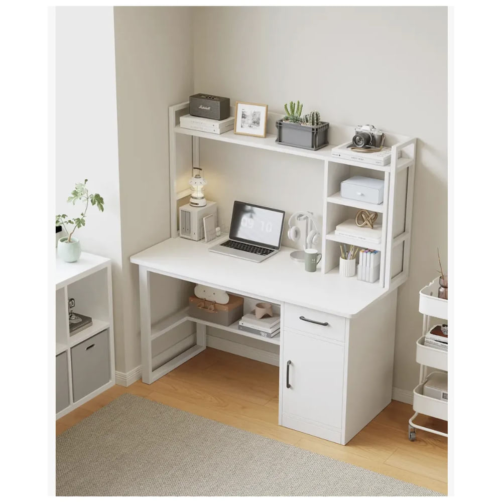 Escritorio con Estantes Moderno Gin Blanco R&R MUEBLES