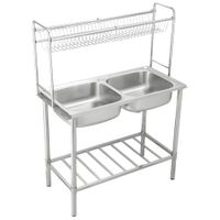 Lavadero Doble Poza de Acero Inoxidable con Escurridor Superior - SG-10050B1