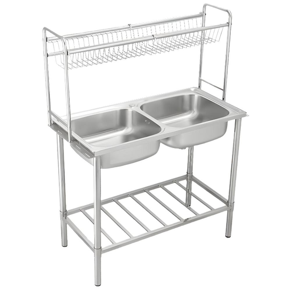Lavadero Doble Poza de Acero Inoxidable con Escurridor Superior - SG-10050B1