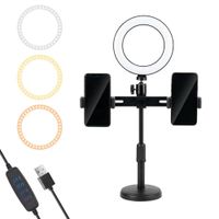 Soporte de Mesa Escritorio para 2 Celulares Aro LED
