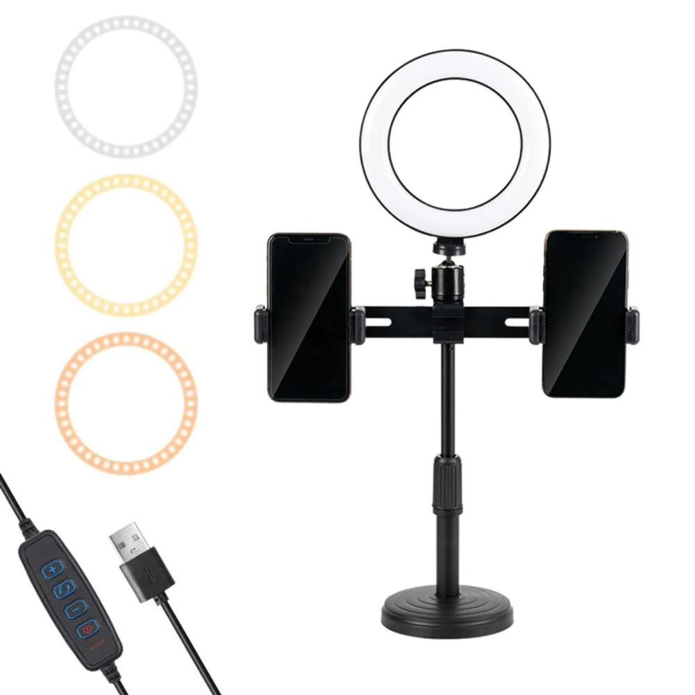 Soporte de Mesa Escritorio para 2 Celulares Aro LED