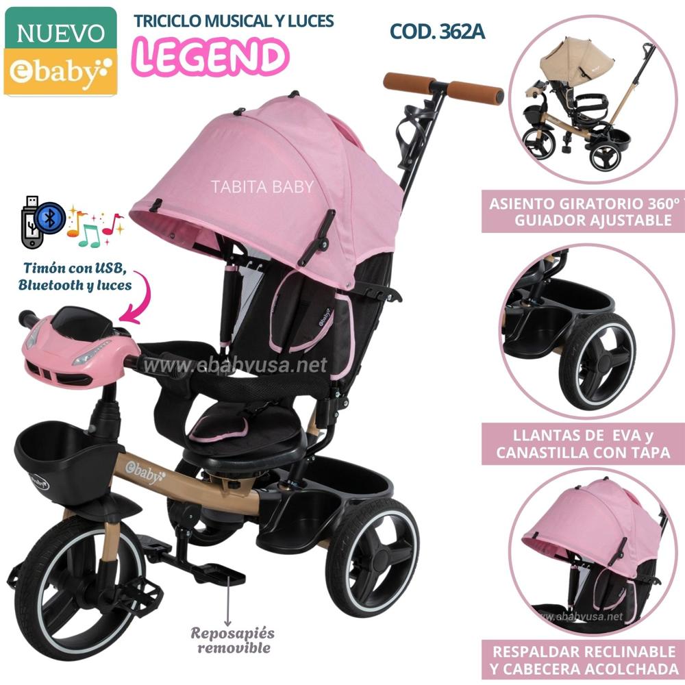 Triciclo para niños Musical y Luces con Legend Rosado