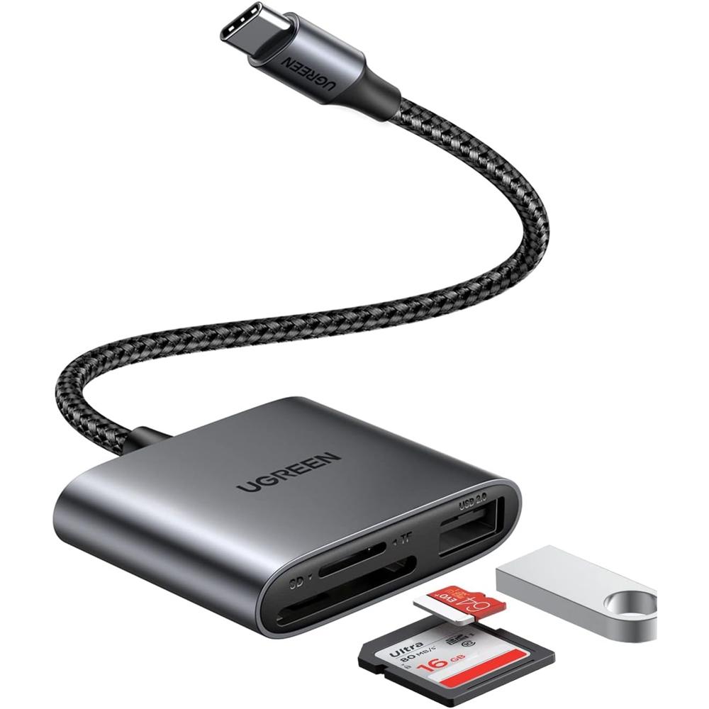 Ugreen Lector de Tarjetas OTG 3 en 1 USB-C SD Micro SD y USB CM387 - 80798