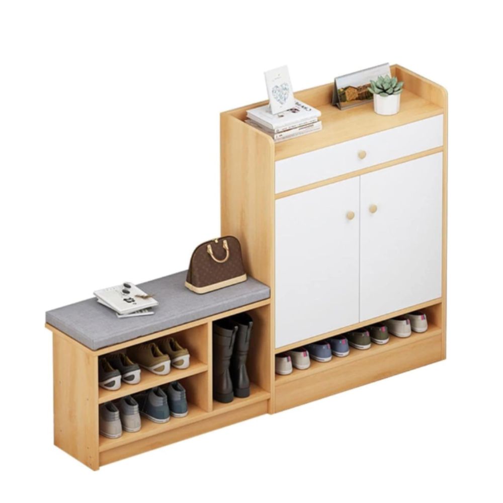 Zapatera Kelin 25 Pares Duna y Blanco Muebles Bonno