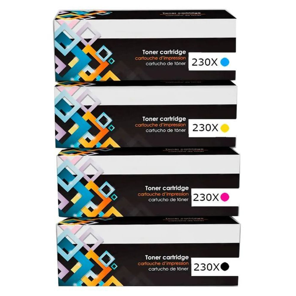 TONER COMPATIBLE 230X PACK COMPLETO CYMK CON CHIP