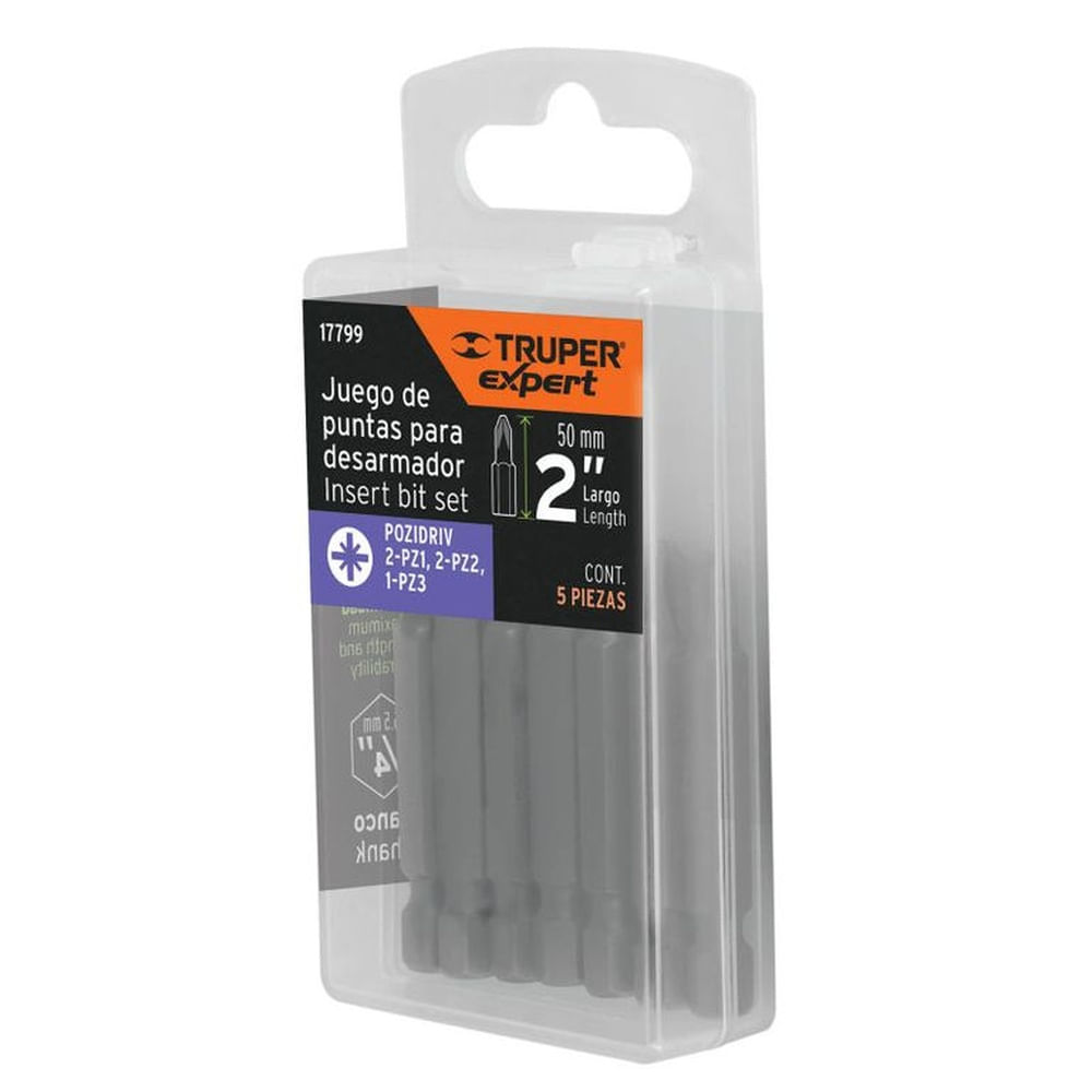 Juego de 5 puntas pozidriv combinadas largo 2 Expert - 17799