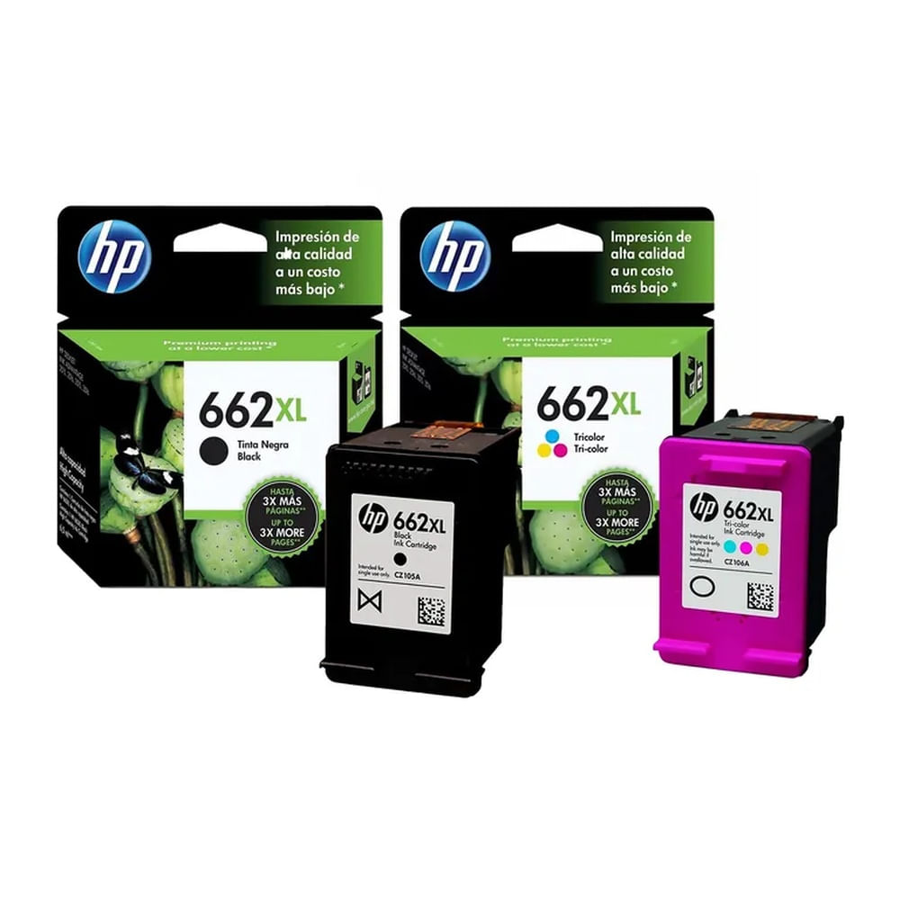 KIT TINTA HP 662XL NEGRO Y TRICOLOR