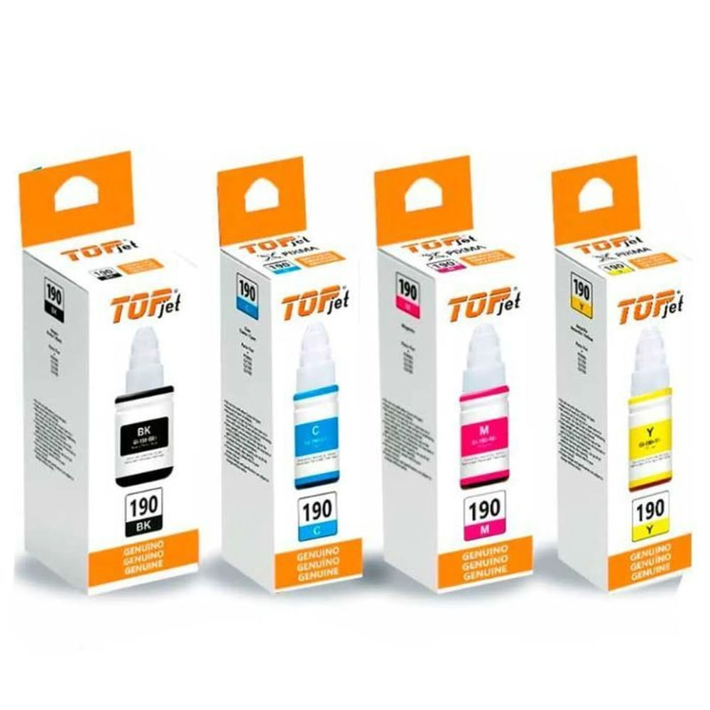 PACK TINTA COMPATIBLE GI-190 PARA CANON NEGRO Y COLORES