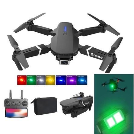 Dron E88 4K Cámara HD + Luz LED RGB  Plegable WiFi  Navidad Genieka