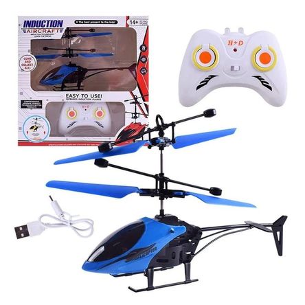 Mini Dron Helicóptero Control Remoto Resistente Genieka Niño Azul