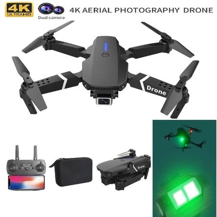 Dron E88 4K + Luz LED 7 Color WiFi Cámara HD Plegable Navidad Genieka