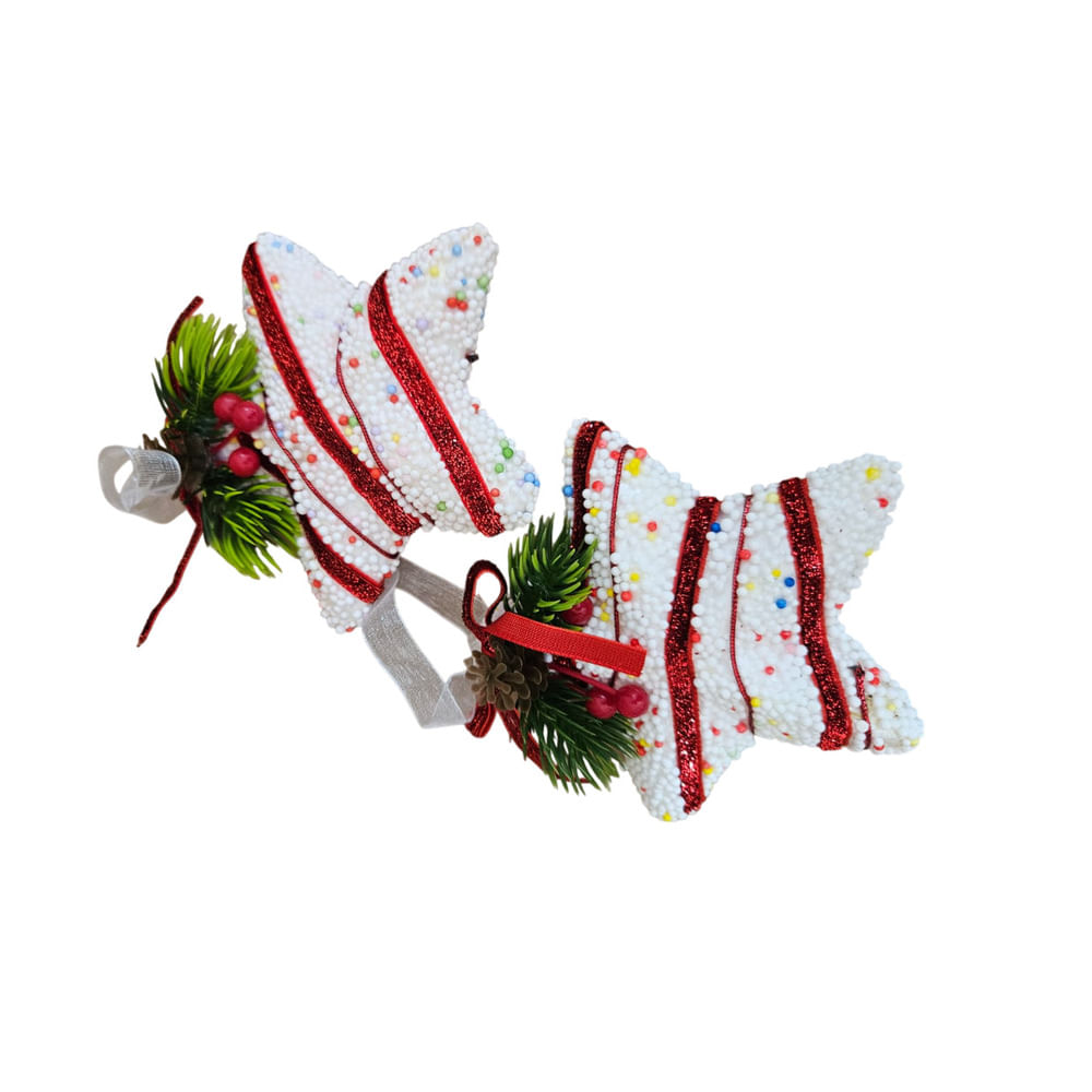 Adorno Navideño con Pinchos Estrellas Rojas y Blancas 11 Cm X 2 Und