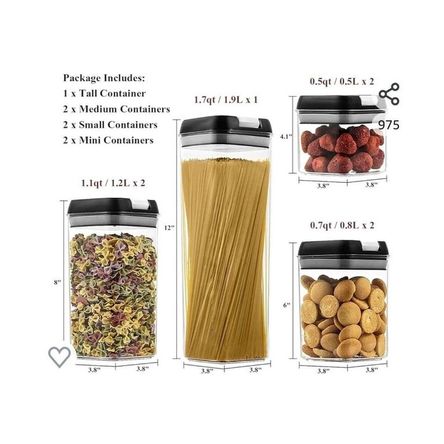 7 Contenedores Cereales Menestras Hermético Navidad Genieka Transparente 7 Contenedores Cereales Menestras Hermético Navidad Genieka Transparente