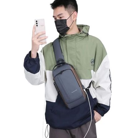 Mochila Morral Antirrobo Candado Clave Plomo/marrón USB  Bolso Genieka.